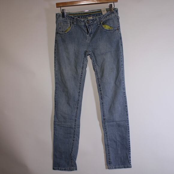 Y2K YNQ Low-rise Light Wash Straight Cotton Jeans Size 9 - Picture 1 of 5